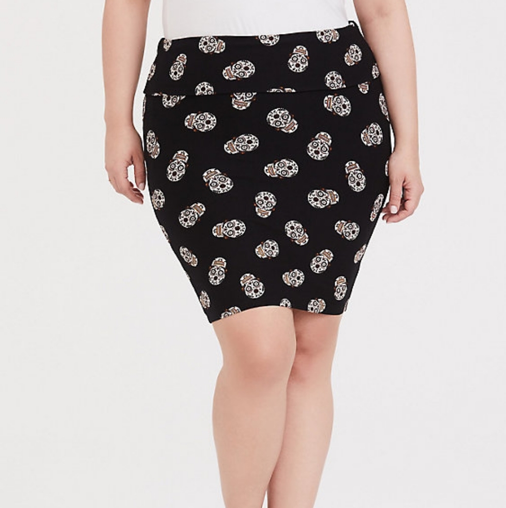 Torrid sugar skull fold over mini skirt